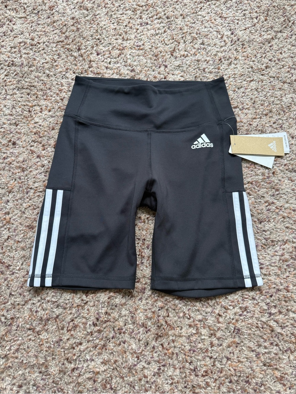 adidas Black Bike Shorts with White 3-Stripes